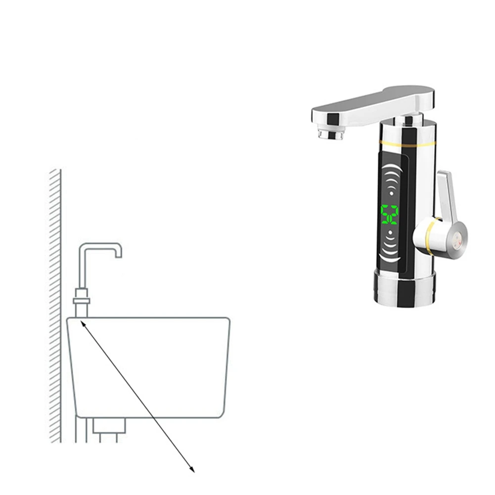 Torneira elétrica instantânea do aquecedor de água, 3000w, aquecimento rápido, com indicação digital conduzida, nós obstrui