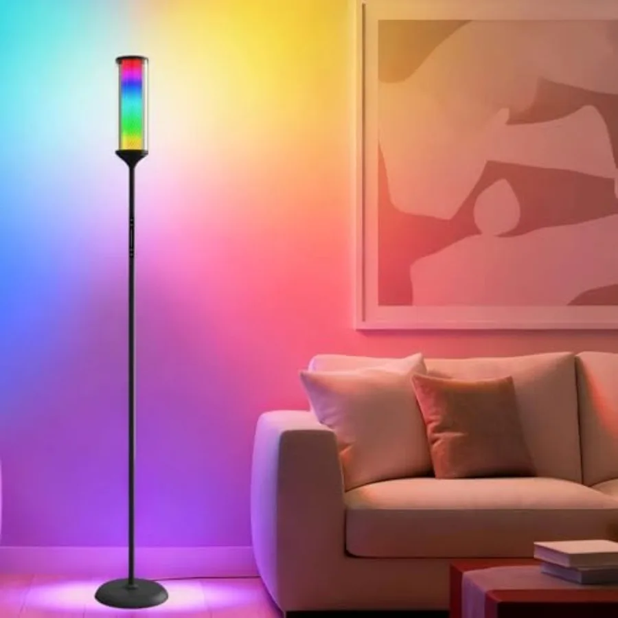 

RGB Smart Floor Lamp with Remote and Touch Control Color Changing LED Standing Lamp with Music Sync and Dimming for Bedroom and