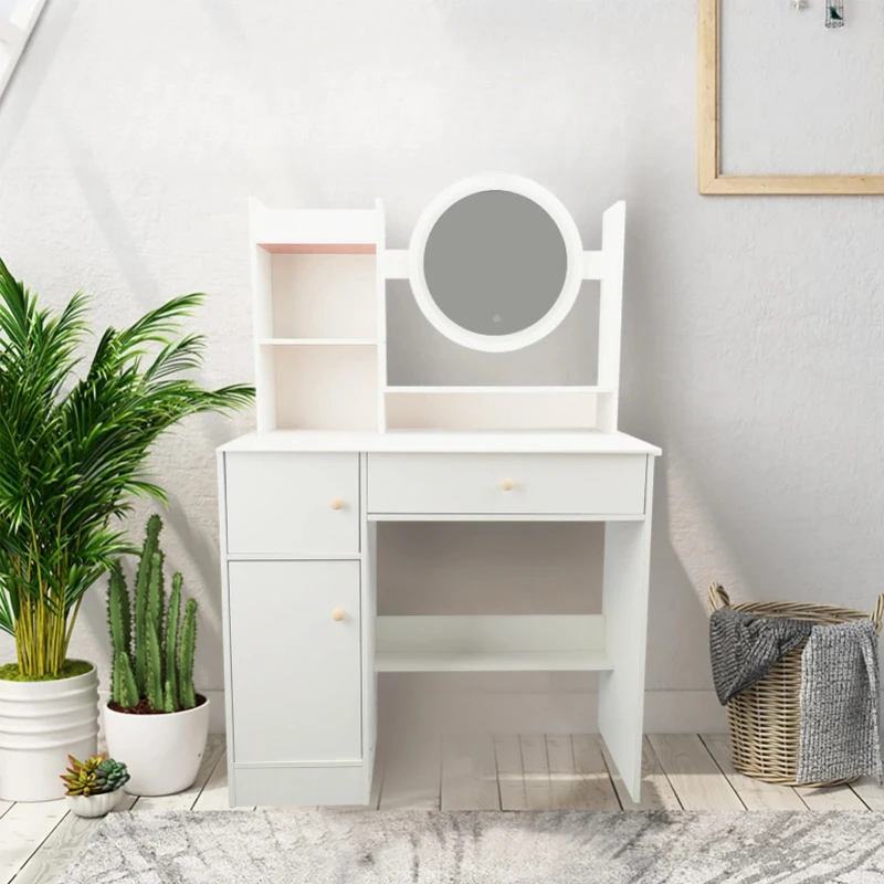 Vanity Desk with Mirror and Lights Multifunction Modern Lighted Mirror Makeup Vanity Table with 2 Drawers for Bedroom Vanity Set