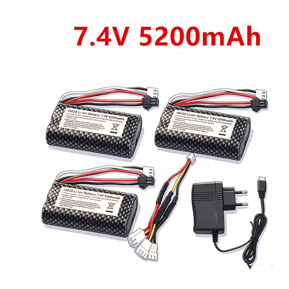 7.4V 5200mAh Li-ion Battery 18650 SM for wltoys 104310 104311 S033g Q1 H101 18301/18302 18311 18312 Rc Boats Cars Drone Parts