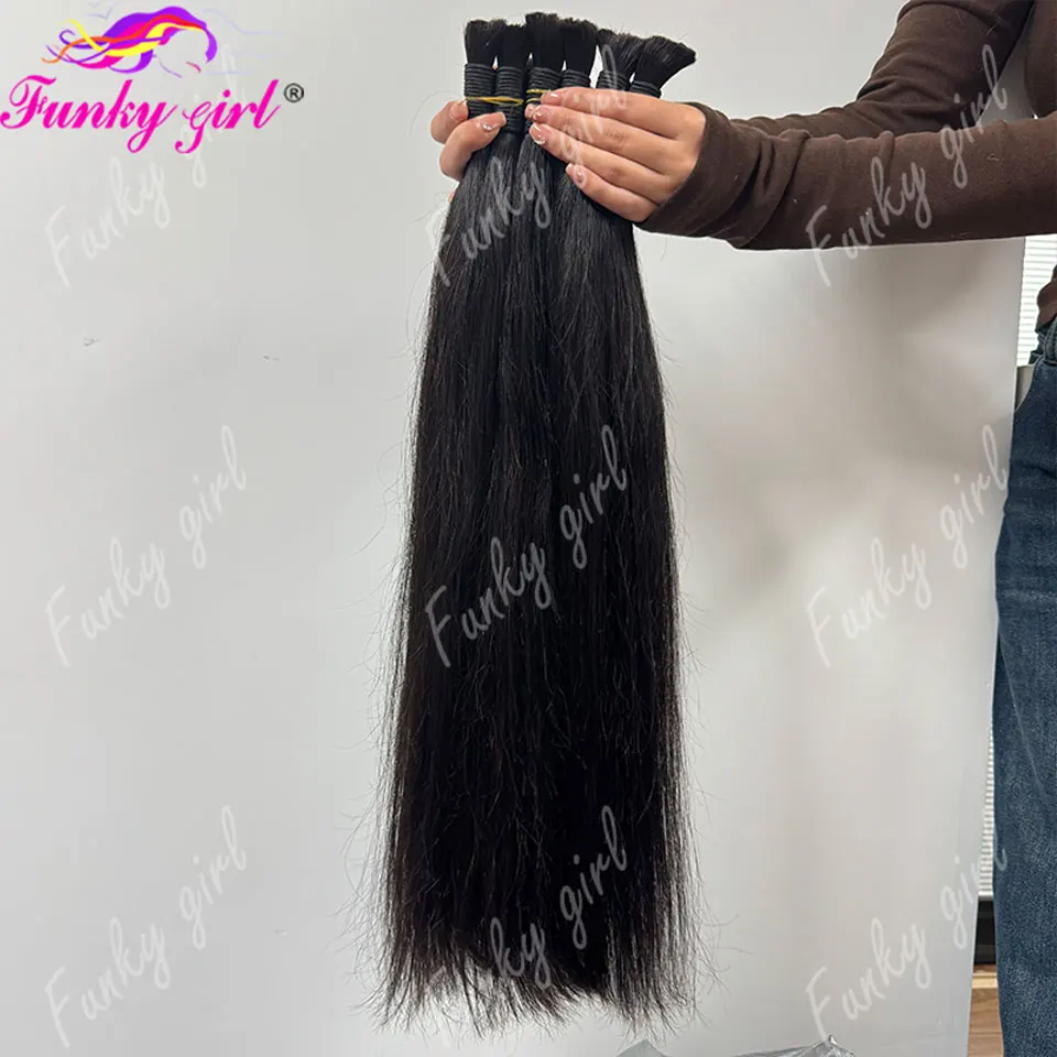 12A Straight Human Hair Bulk 50-400g Bundles 100% Virgin Brazilian Natural Black Color Weft Extension for Weaving Sewing