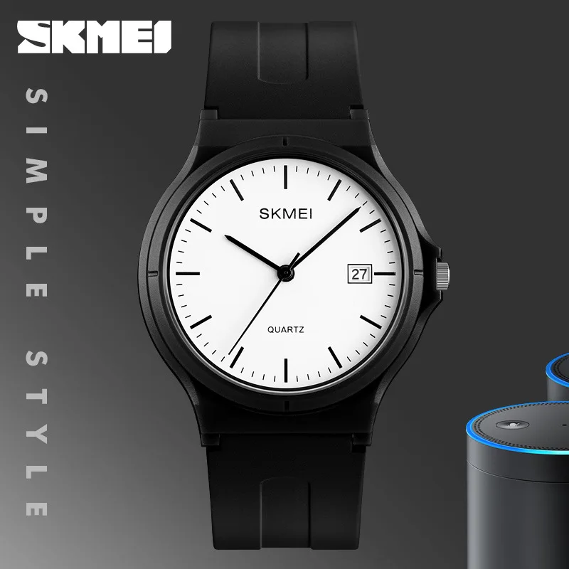 Skmei Trendy Fashion Trending Small White Quartz Watch Waterproof Thin Female Student Korean Style Simple Scale Watch