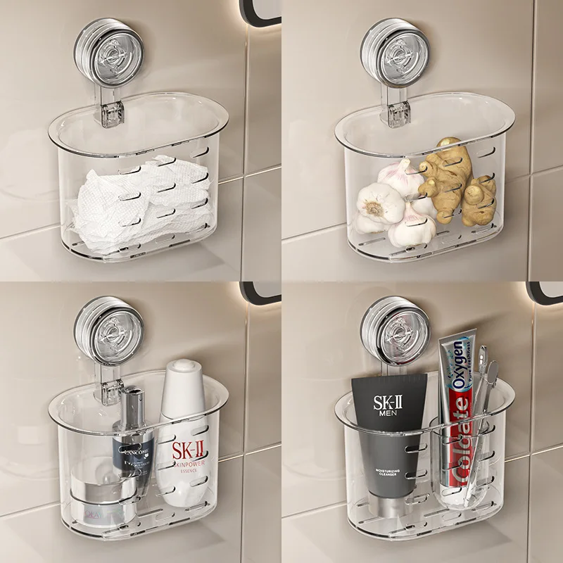 

Shower Suction Cup Shelf Basket One Second Installation Bathroom Organizer Storage Rotating To Suck Remove