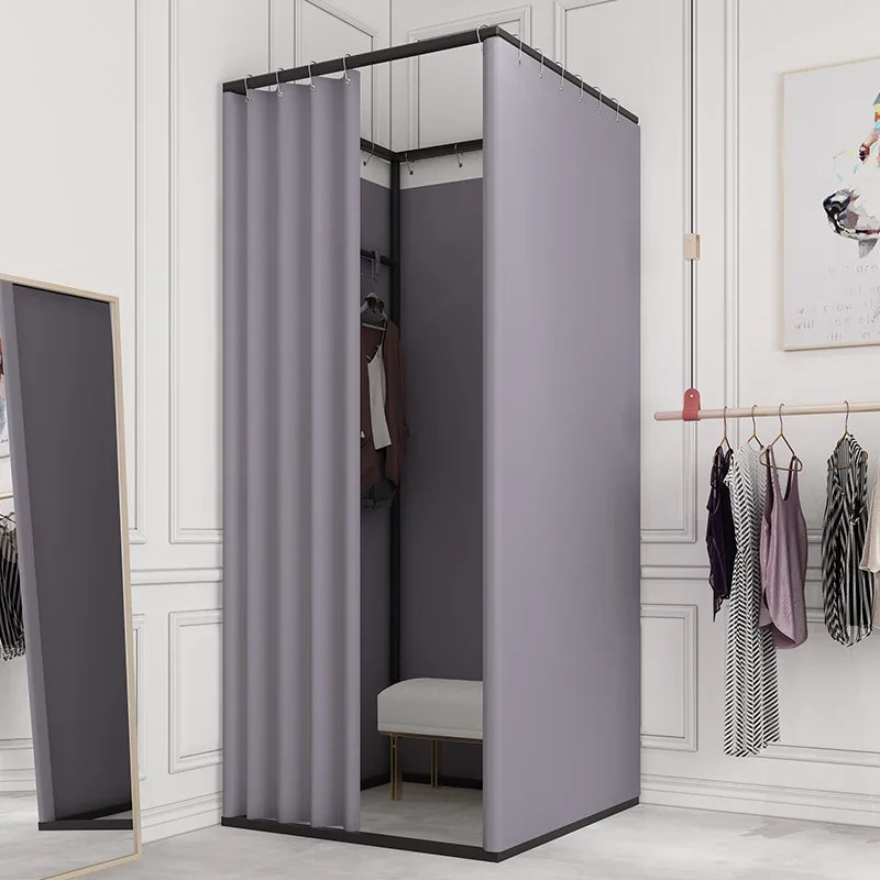 Fitting room, door curtain, clothing store, floor to floor simple changing room, track changing room, portable display rack