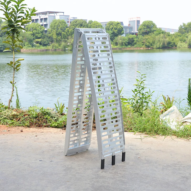 Portable Aluminum Loading Ramp, Foldable Motorbike & Vehicle Access Ramp for Stairway Loading and Unloading