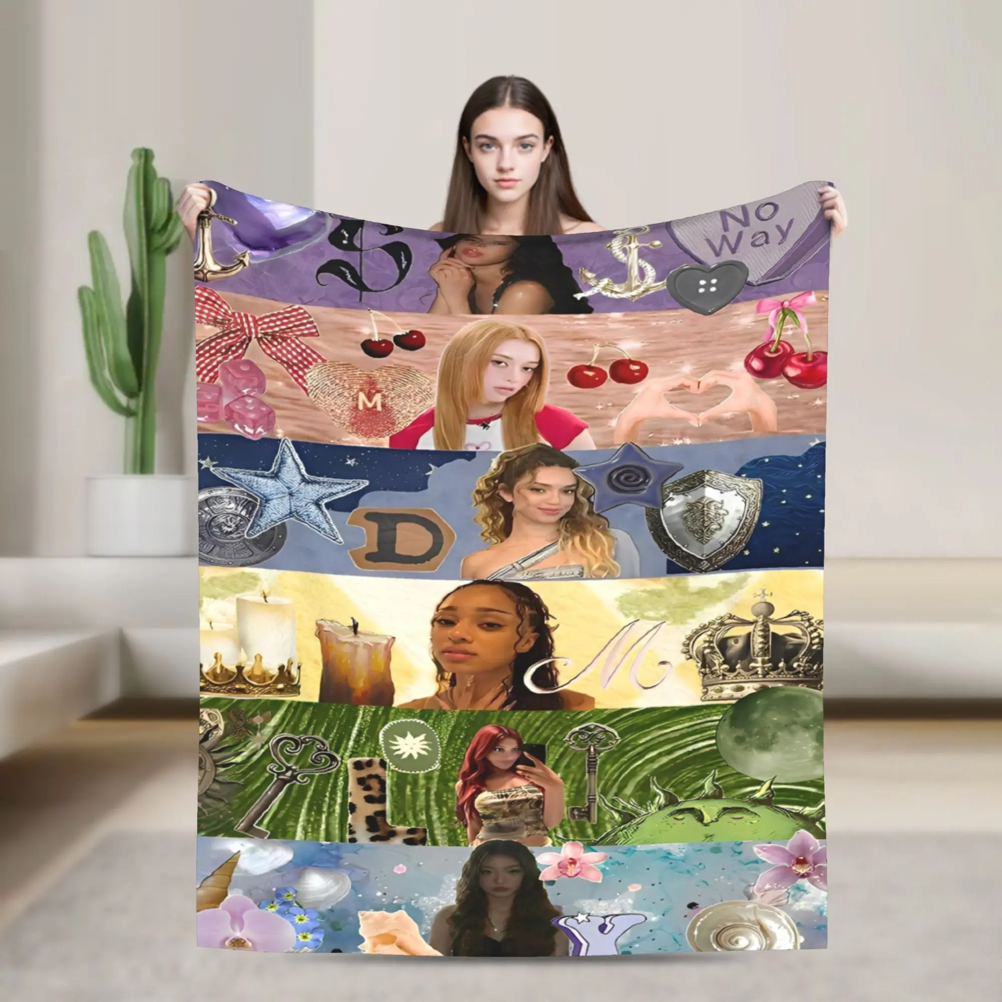 Katseyes Members Kpop Blankets Korean Muisc Plush Novelty Breathable Throw Blanket for Bedspread Autumn/Winter