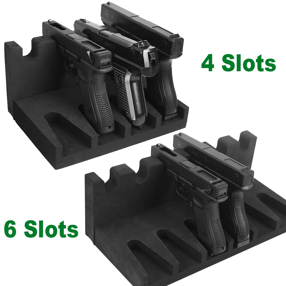 4/6 Slots Gun Storage Display Stand for Weapons Handgun Rack Universal Pistols Magazine Holder Self-adhesive Foam Glock Support