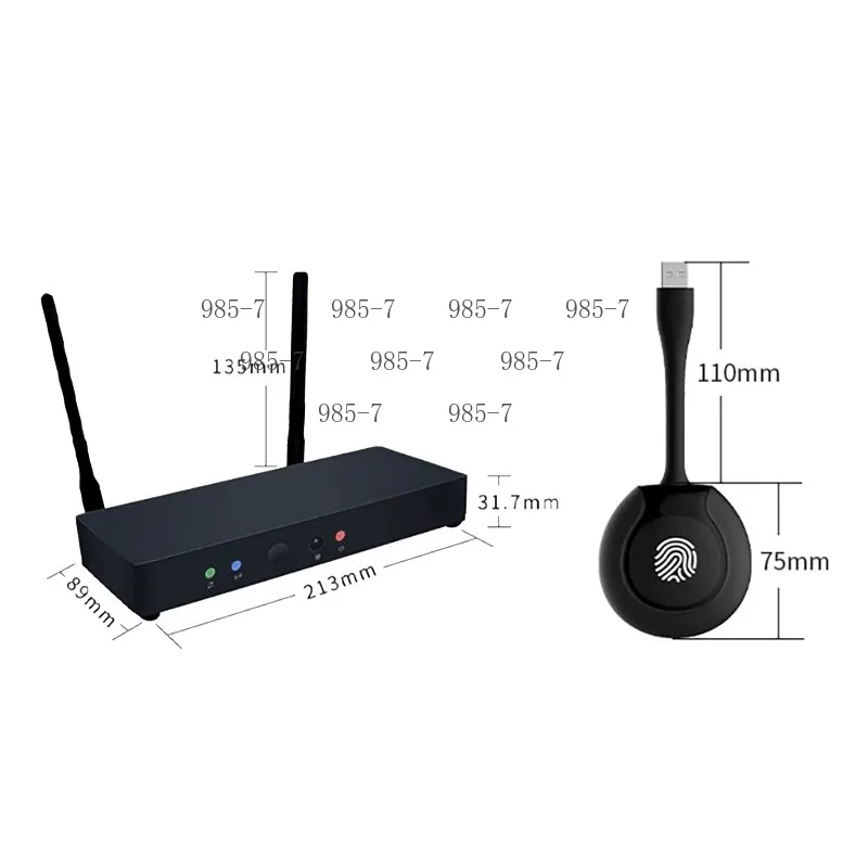 Dual Split Screen Wireless Projector PTB3102, Indoor Meeting Screen Mirror + EXB