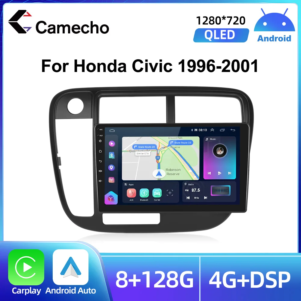 

Camecho 9-inch Android 2din Car Multiemdia Player Stereo Radio For Honda Civic 1996-2001 Bluetooth WIFI GPS FM Radio Rear Camera