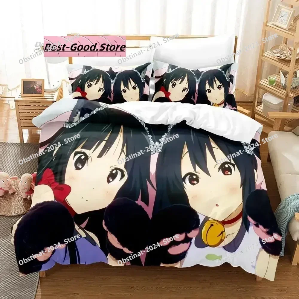 K-ON! Bedding Set Single Twin Printed Bed Set With Pillowcase Bed Duvet Cover Soft Single Double Queen Super King Size Bedroom