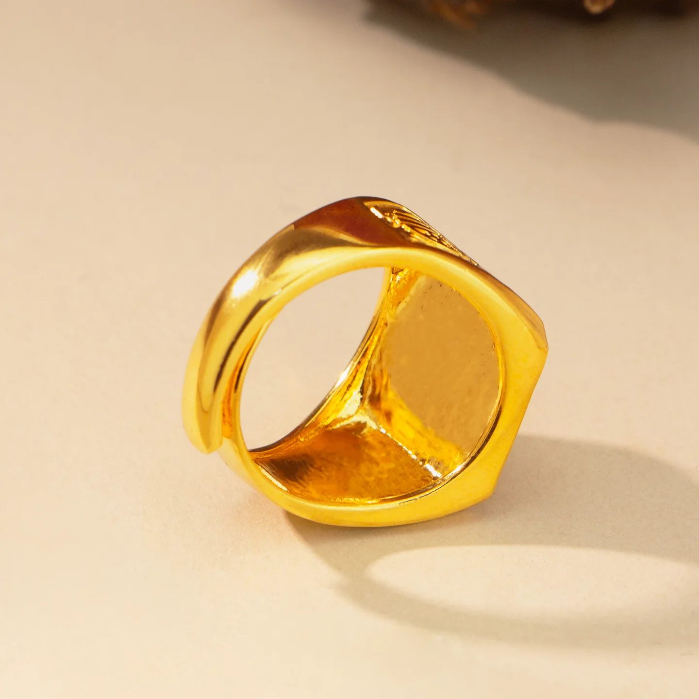 9999 Gold Fu Zi Chang Cai Jin Bao Ring - Men's Design in Court Style, With Powerful Opening and Adjustable Finger Ring