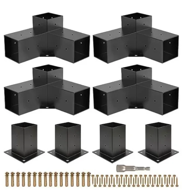 Gazebo Set Bracket Three-way Right-angle Bracket Rear Seat Kit Wooden Beam Gazebo Patio Wooden House