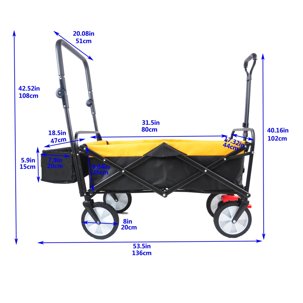 Opvouwbare kar Multifunctionele buitenwagen, draagbare trolley met verstelbaar handvat Carretilla Plegable