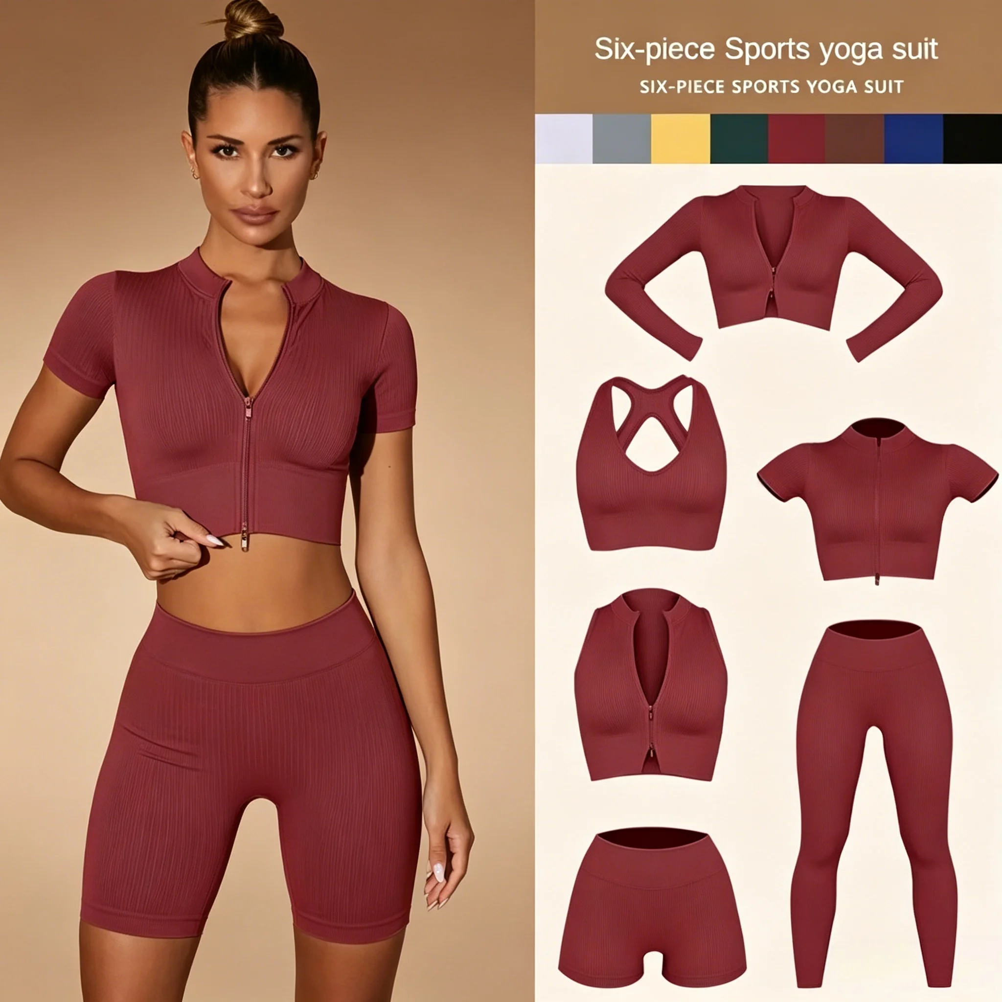 Women's Solid Color 2PC Gym Yoga Set Soft Cross Sport Bra And Cycling Short Legging Tracksuit for Comprehensive Training Jog