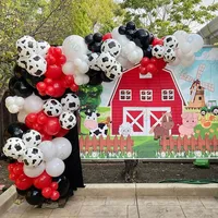 113pcs Red White Black Farm Animal Cow Balloon Tower Set for Boy Kids Happy Birthday Party Decoration DIY Farm Party Supplies