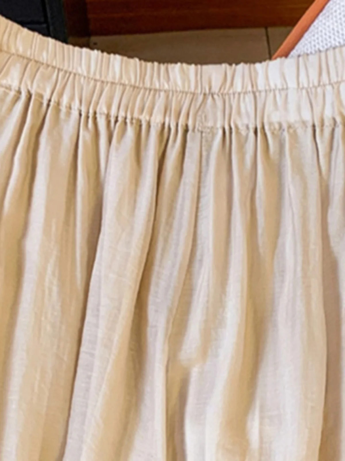 Verano Fre Color puro pantalones de pierna ancha cintura elástica seda algodón lino nueve puntos viaje Sle pantalones casuales para mujer