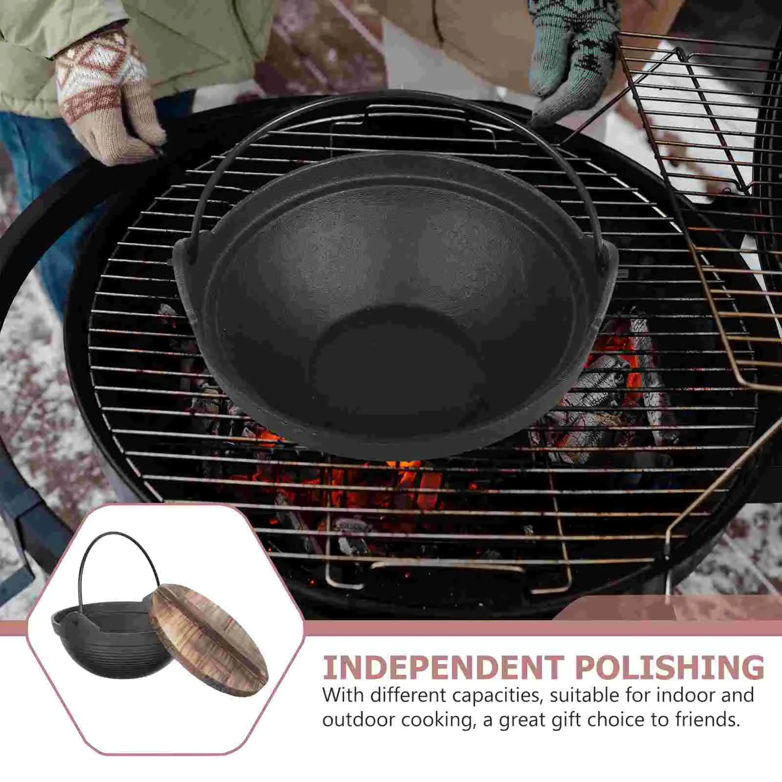 Pot Shabu Nabe Pan Sukiyaki Japanese Hot Iron Single Paella Spanish Serving Cooking Cast Oven Casserolecamp