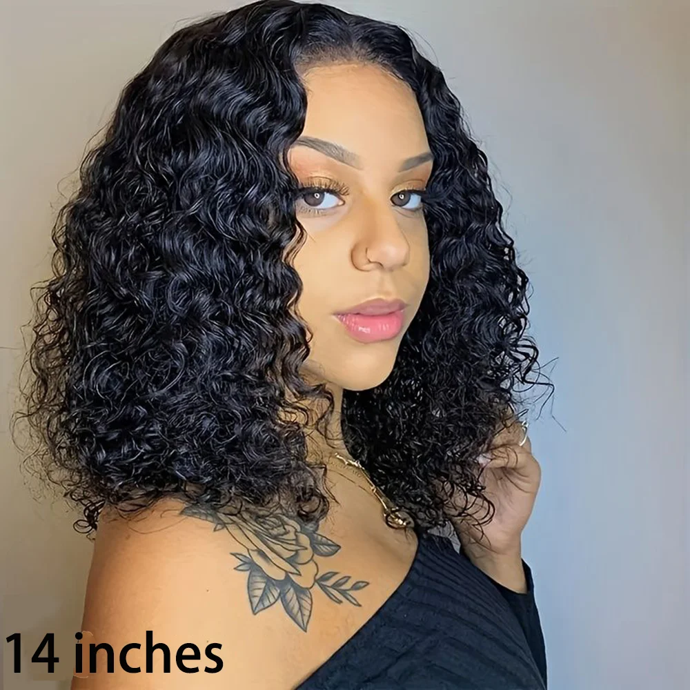 Deep Wave Bob Wig Human Hair Lace Front Wigs for Beginners Upgraded No Glue Pre Cut 4x4Lace Glueless Wigs Black Women Human Hair