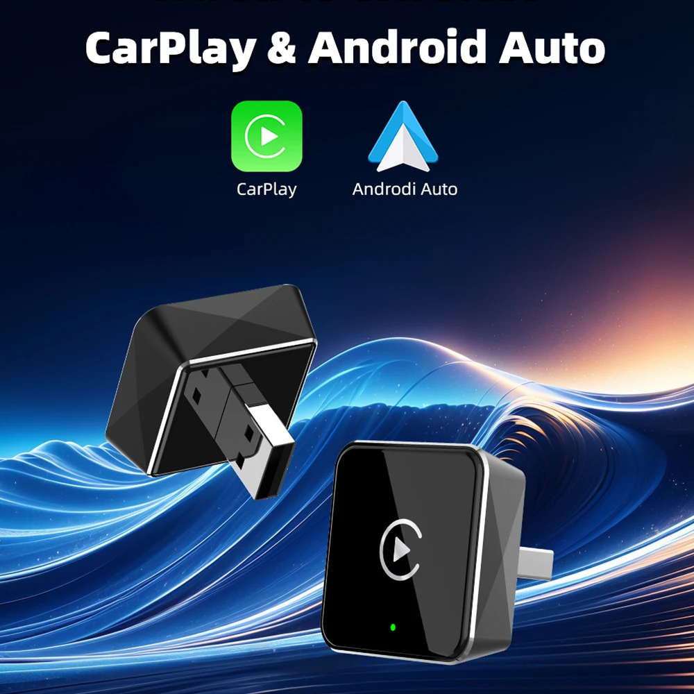 EKIY 2in1 Car Intelligent Systems AI Smart Box Wireless Android Auto Adapter Wireless CarPlay Dongle For Car With Wired CarPlay