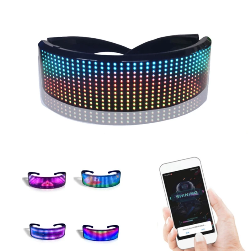 Bluetoothluminous Glass Eyewear LED Futuristic Eyewear DIY Luminous Glasses Prop For Party Bar Festival Performance LED Glasses