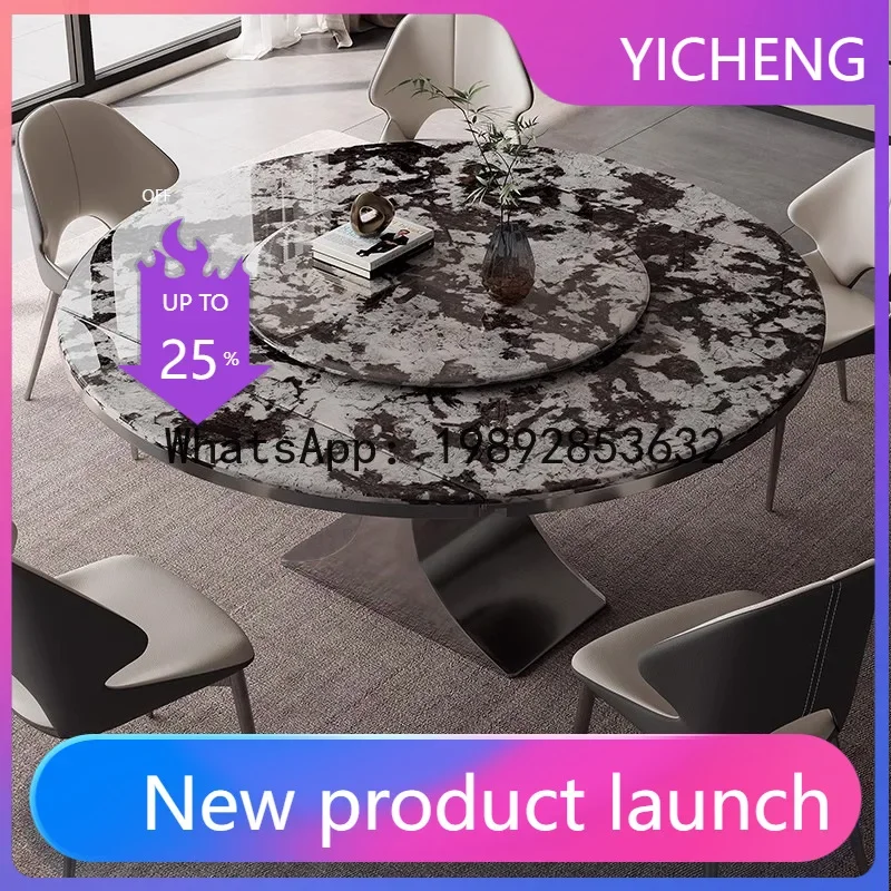 H5.18 extendable marble dining table - round, with rotating center, ideal for small spaces view 2