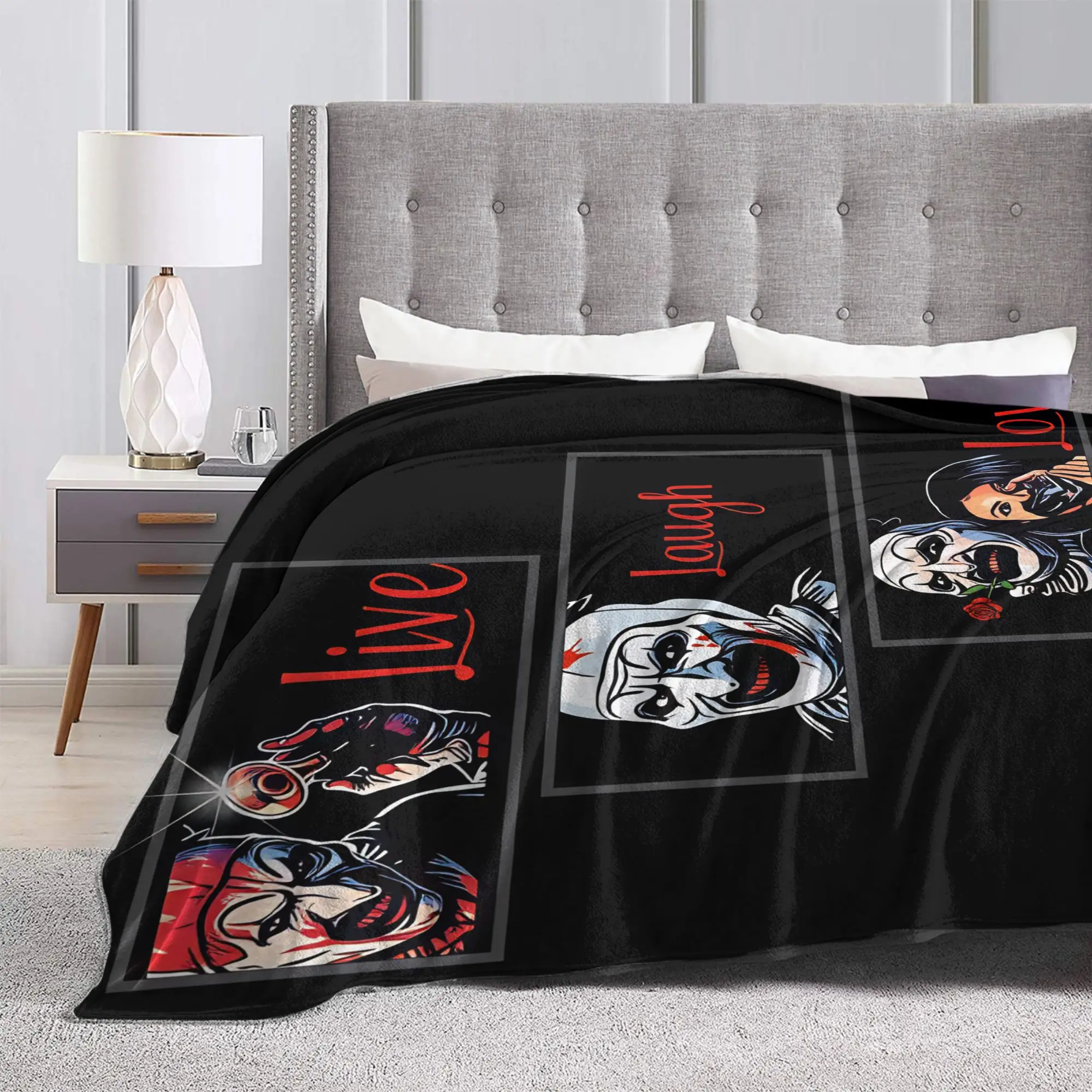 Terrifier 4 Halloween Warm Blanket Horron Kids Adult Plush Bedding Throws Pattern Couch Chair Flannel Bedspread Sofa Bed Cover
