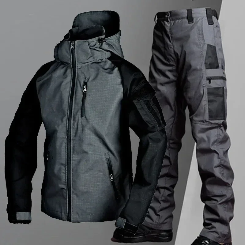 Hunting Tactical Waterproof Sets Men Special Forces Combat Training Suit Outdoor Multi-pocket Uniform Airsoft Tracksuit