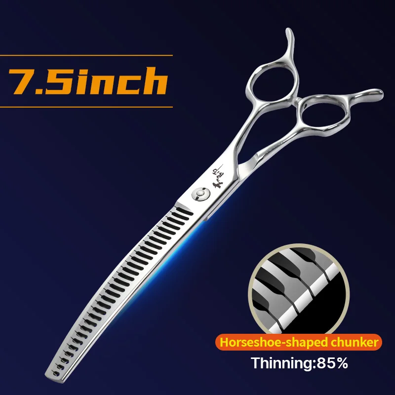 Fenice 7,0/7,5 Zoll Professionelle Hundepflegeschere Gebogene Effilierschere für Hundegesicht Körper Cutiing JP 440C Hohe Qualität