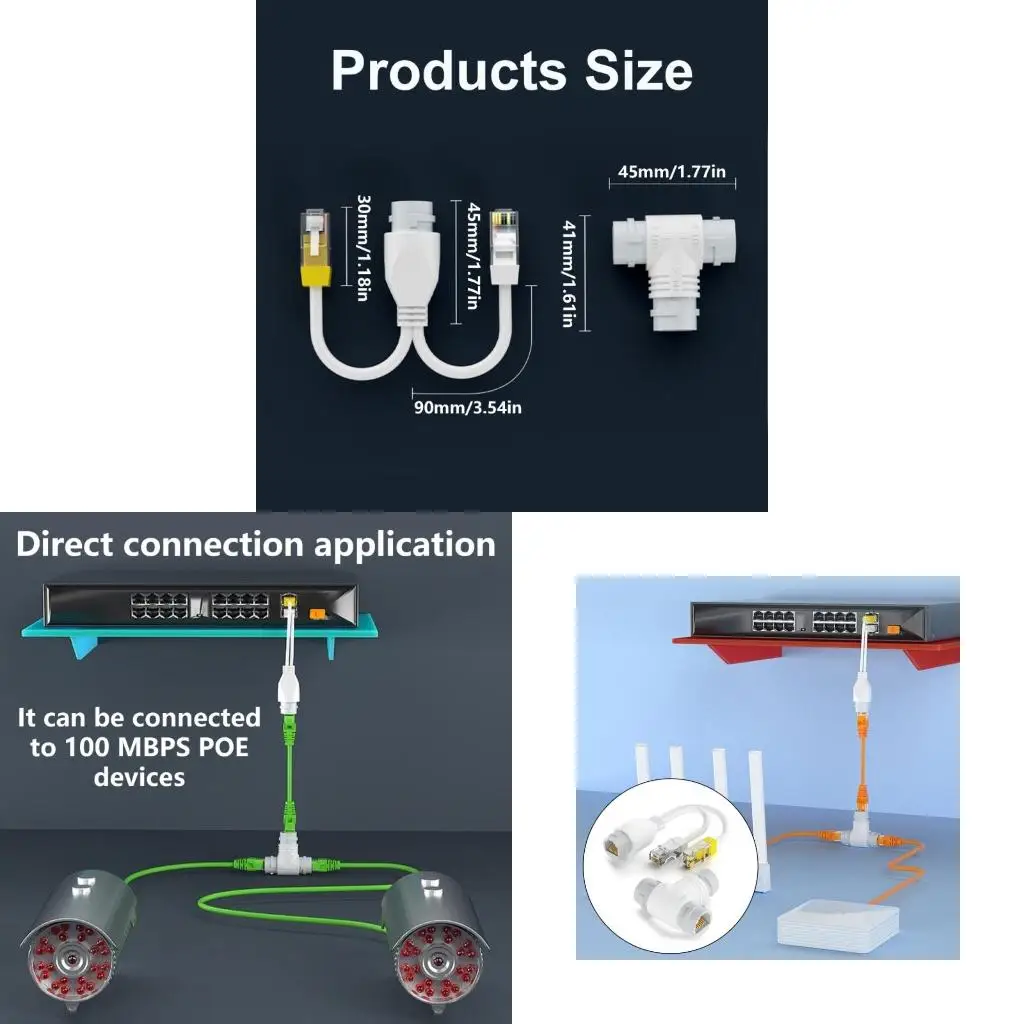  High Efficiency POE Cable Splitter, 2Device Internet Connection POE Extender for Integrated Networking Wiring Boosters