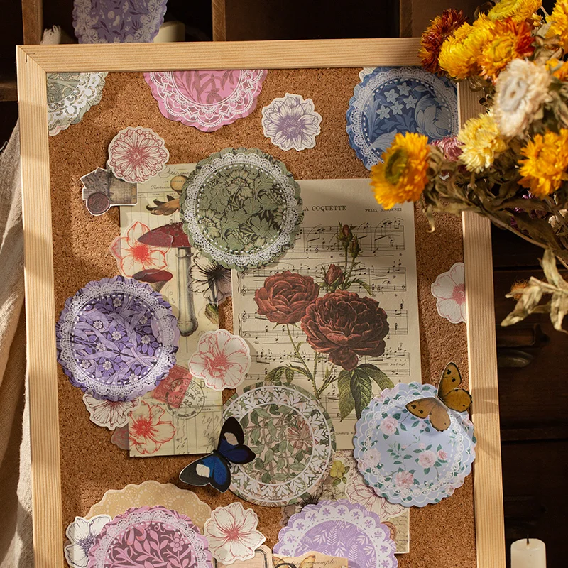 50Sheets Memo Lace Sticky Notes Flower Materials Wreath Collection Handbook Writing Supplies Decoration Scrapbook 143*126MM image 5