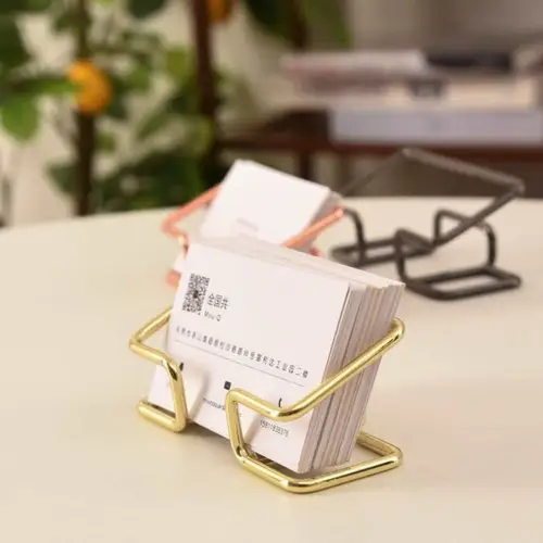 Gold Metal Business Card Holder Desk Bracket Cards Organizer Office Business Cards Display Holders Fashion Desktop Decorative