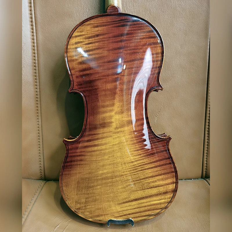 CHRISTINA Violin One-piece Flame Maple Back V07C Red Gradient Varnish Spruce with Ebony Fittings for Intermediate 4/4-1/8 Size