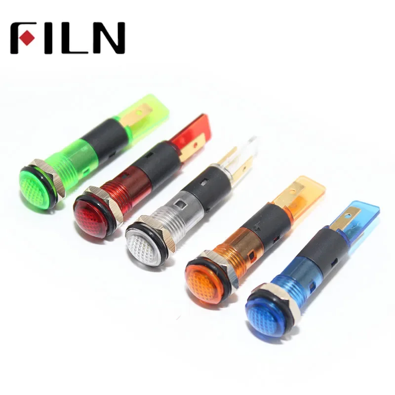 

8mm Indicator Light 12V 24V 110V 220V Power LED Indicator Light Metal Panel Lights Pilot White Pilot lamp with Signal Light