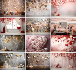 Mehofond Valentine Photo Backdrop Indoor Love Heart Decor Glitter February 14 Party Wedding Photography Background Photo Studio