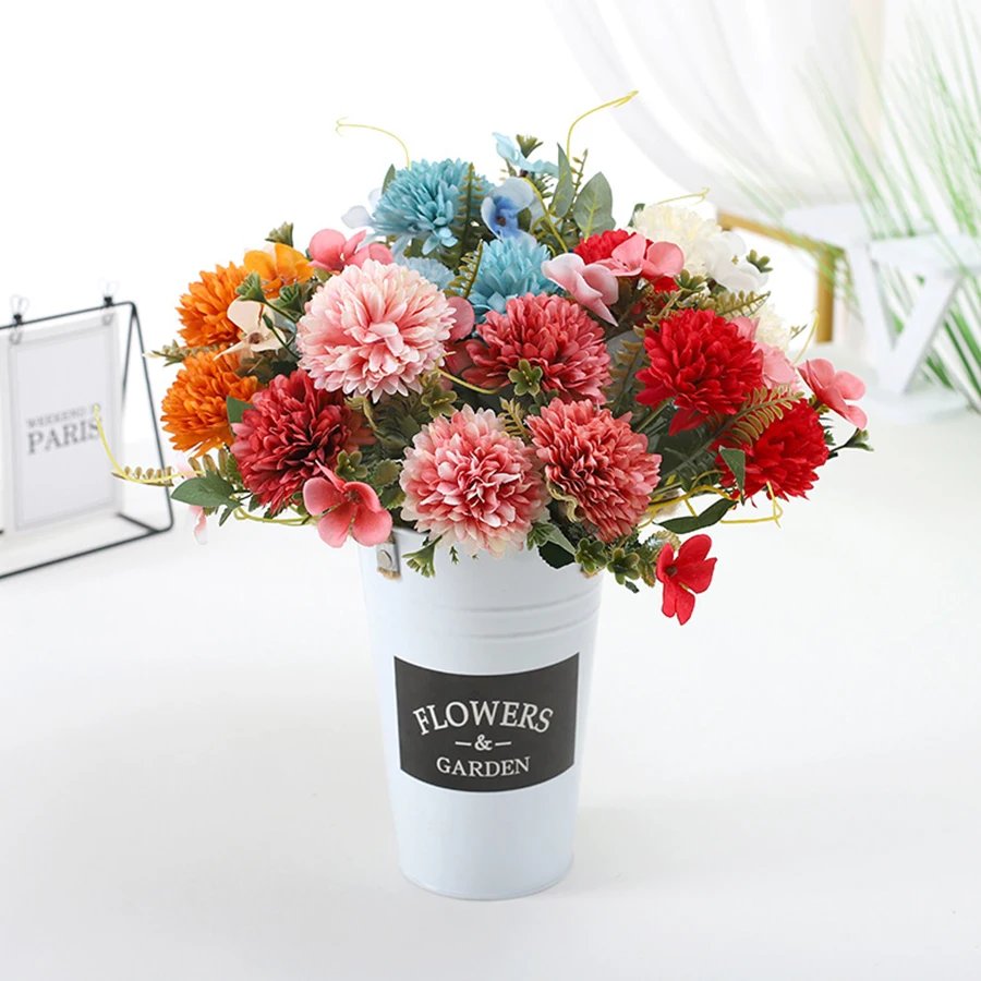 

Artificial Flowers Silk Ball Chrysanthemum Home Room Table Decor Vase Outdoor Yard Garden Wedding Bridal Bouquet Festival Gift