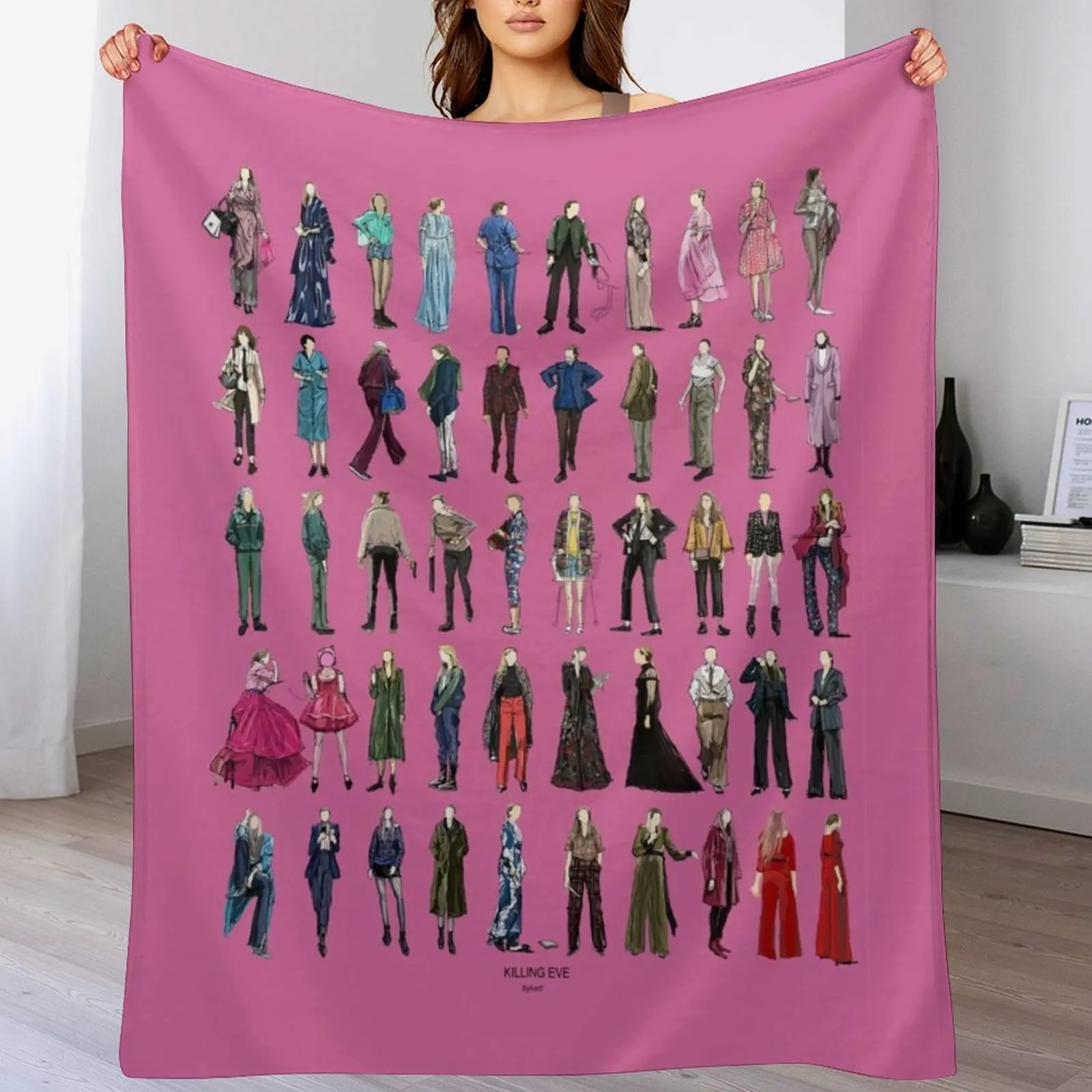 

Killing eve villanelle fashion looks Pink version Throw Blanket Shaggy Large Hair Blankets