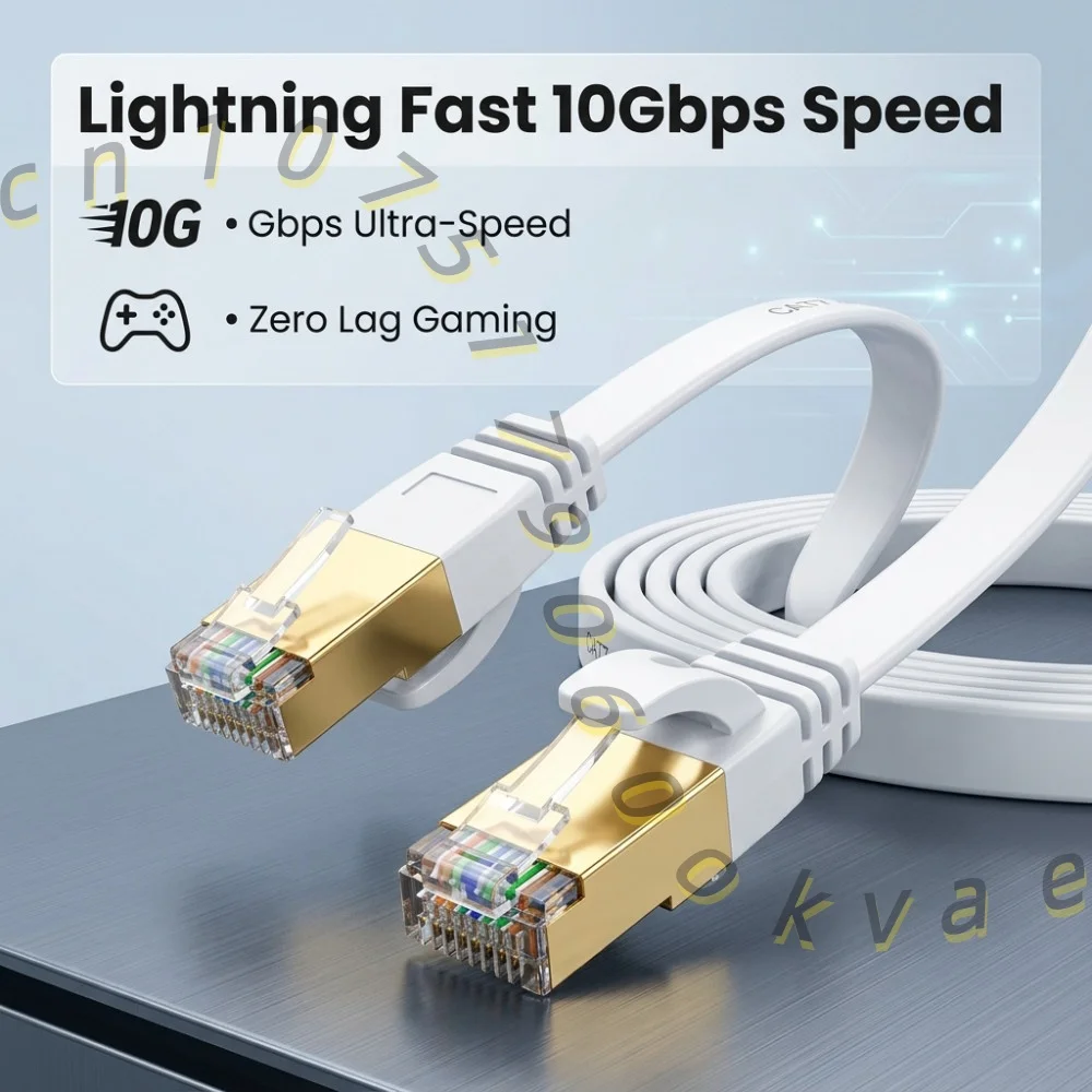Cat 7 Ethernet Cable Flat High Speed 10Gbps 600MHz RJ45 LAN Patch Cord for Router PC Gaming Network Wire