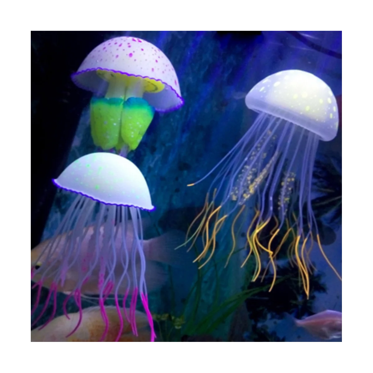 12PCS Sea Moon Luminous Simulation Jellyfish Wholesale Silicone Fluorescent Luminous Floating Fish Aquarium Decoration