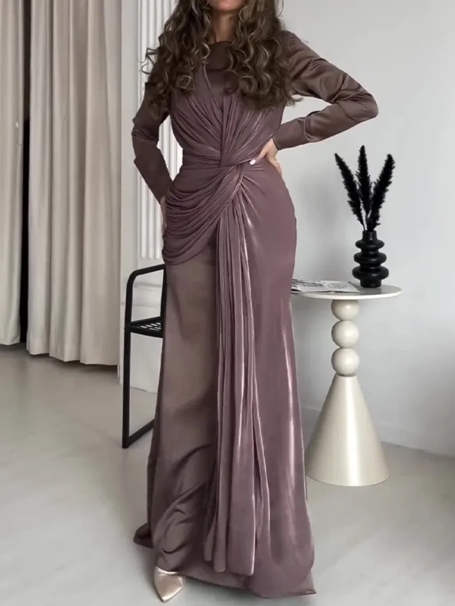 Eid มุสลิมชุด Abaya Silky มุสลิมชุดยาว Vestidos Largos Party Caftan Jalabiya Ramadan ดูไบ Kaftan อาหรับ Robe 2025