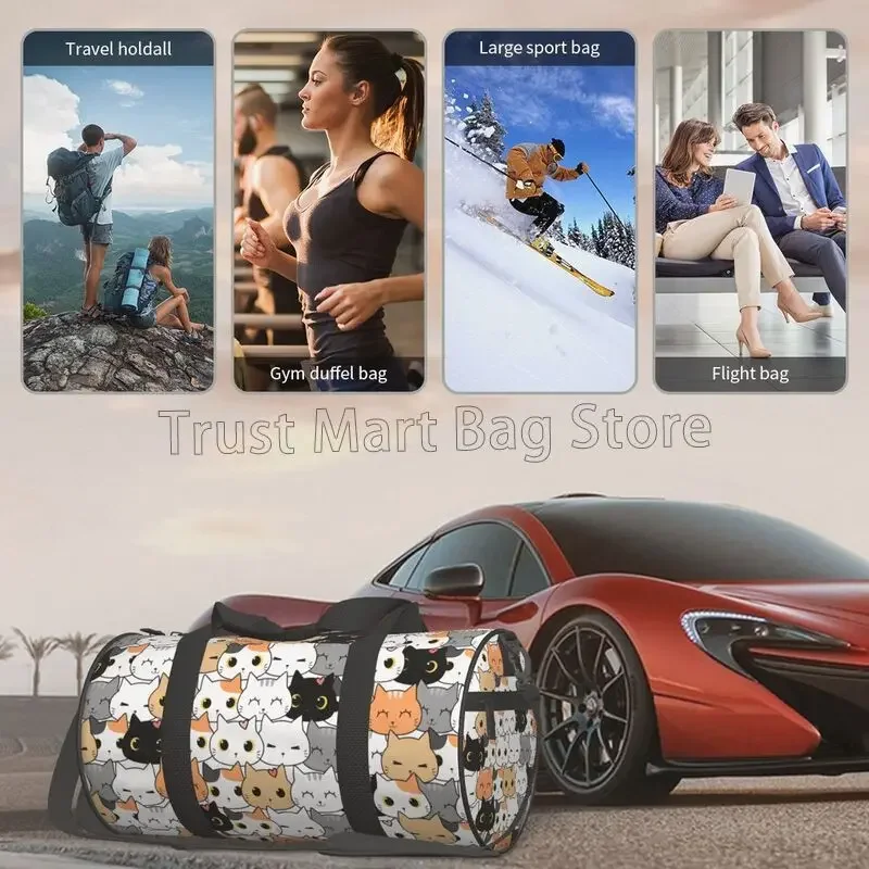 Gatos bonitos gatinho padrão mochila para meninas meninos mulheres esporte ginásio saco à prova dwaterproof água durante a noite fim de semana sacolas para viagens