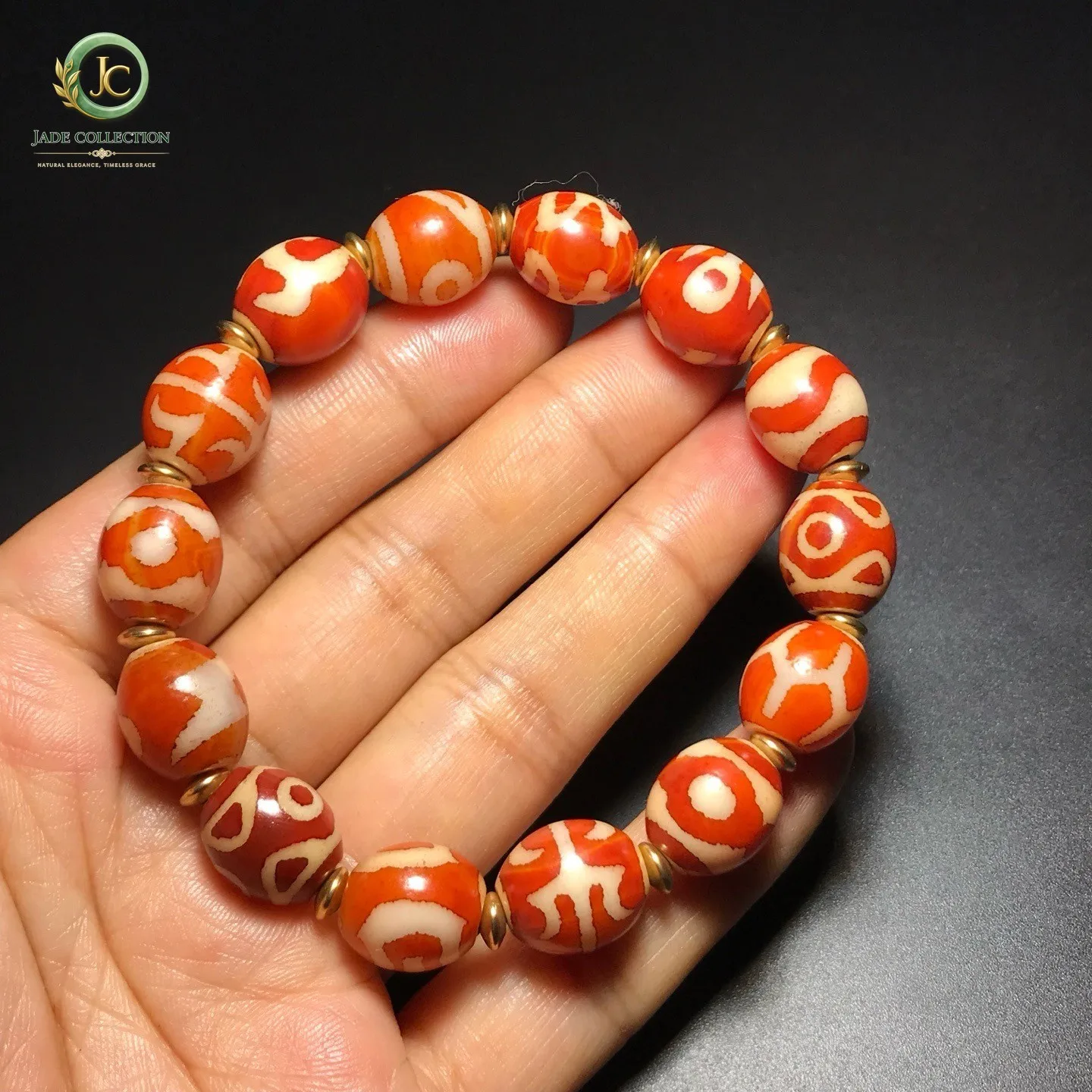 Tibetan Red Oily Old Agate DZi *Multiple patterns* Bead Amulet Bracelet J0530