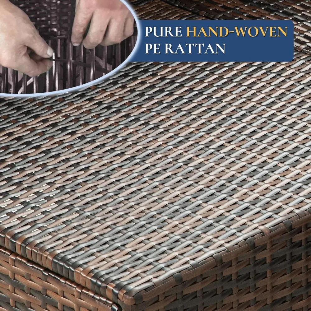 مجموعة أثاث الفناء الخارجي مكونة من 7 قطع: أريكة مقطعية من الخيزران مع منطقة ومحادثة معيارية من الروطان والوسائد #6