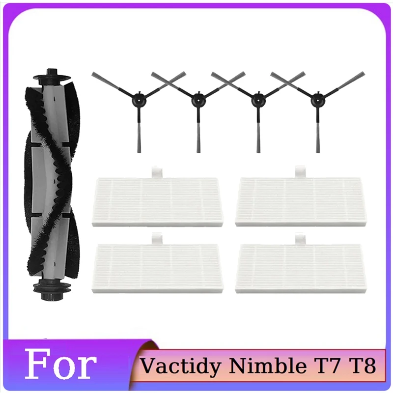 Сменные детали для Vactidy Nimble T7 T8, аксессуары для пылесоса, моющаяся основная боковая щетка, фильтр НЕРА, 9 шт.