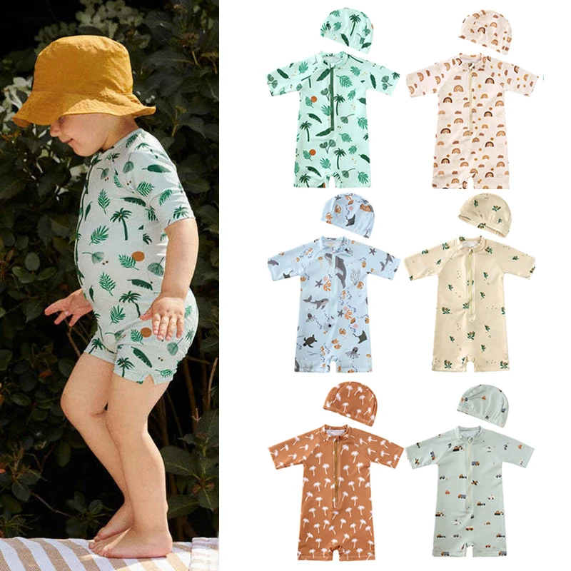 

Kids Boy Swimsuit Cool Print One Piece 1-7 Years Summer Children Board Shorts Children Boys Swimwear Beach Surfing