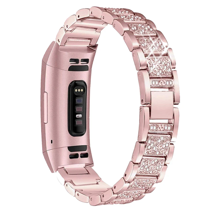 Bling Diamond Bands for Fitbit Charge 3 Bracelet Women Stainless steel Strap Wrist Band for fitbit charge 2 Accessories