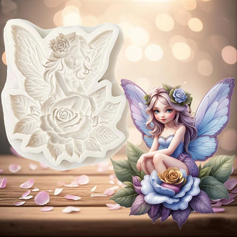 Angel Fairy Rose Girl Valentine's Day Silicone Sugarcraft Mold Resin Tools Cupcake Baking Mould Fondant Cake Decorating Tools