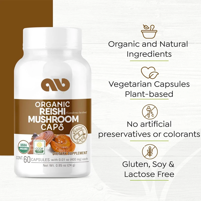 

60 organic Ganoderma mushrooms - vegetarian, non GMO, gluten free, all natural formula