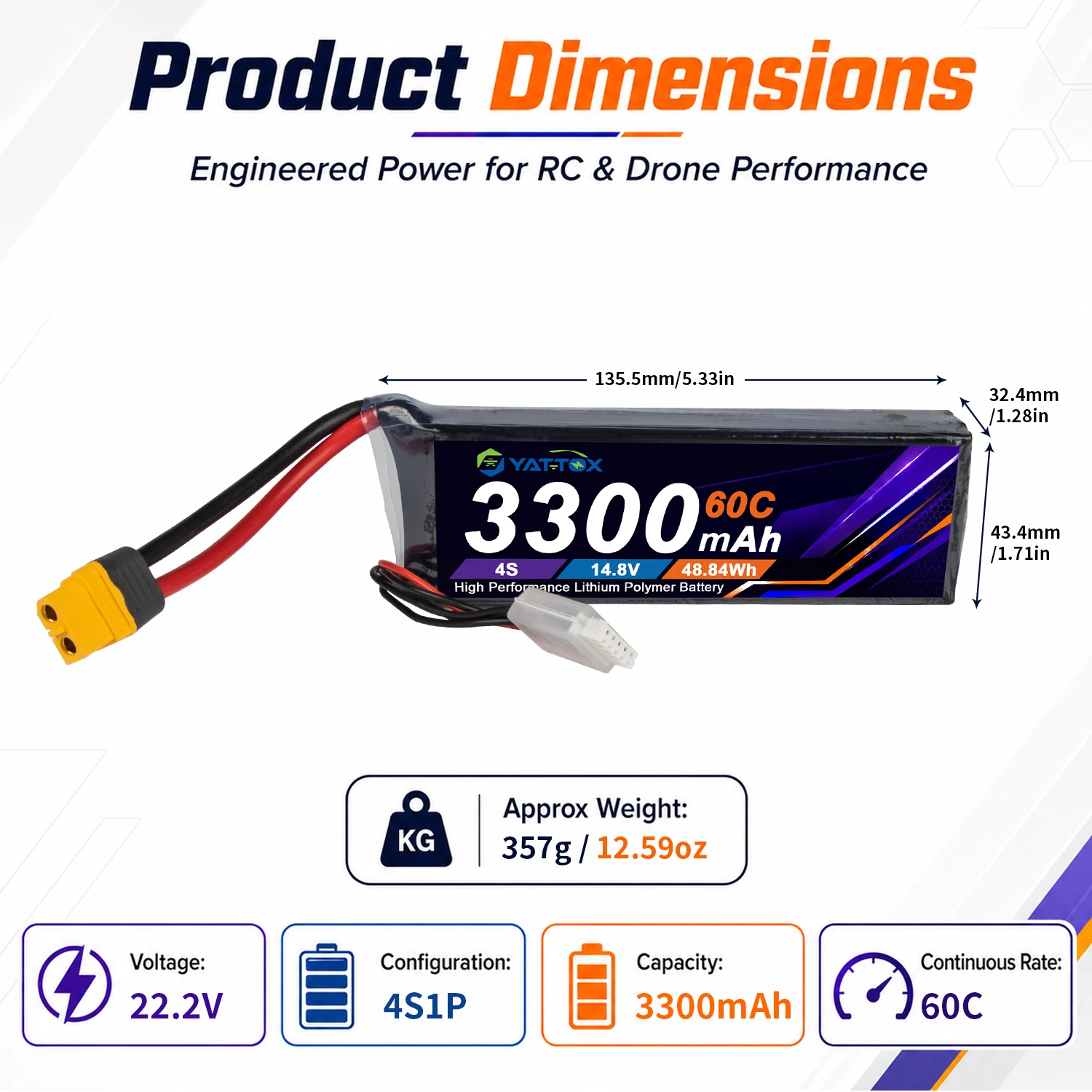 Batteria LiPo Yattox 4S 3300mA - Drone Battery 4S recensione e prezzo