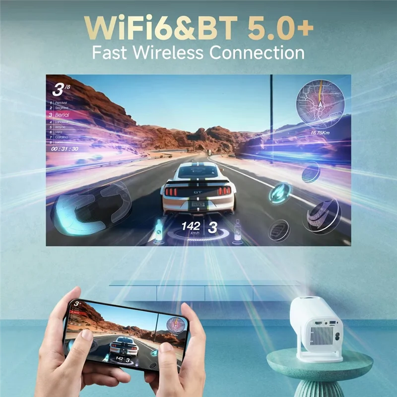 JABS-Android 14 P30 PRO Smart Mini Projector Wifi6 BT 5.0 Supports 4K 1280 X 720P Video Portable Smart Home Theater