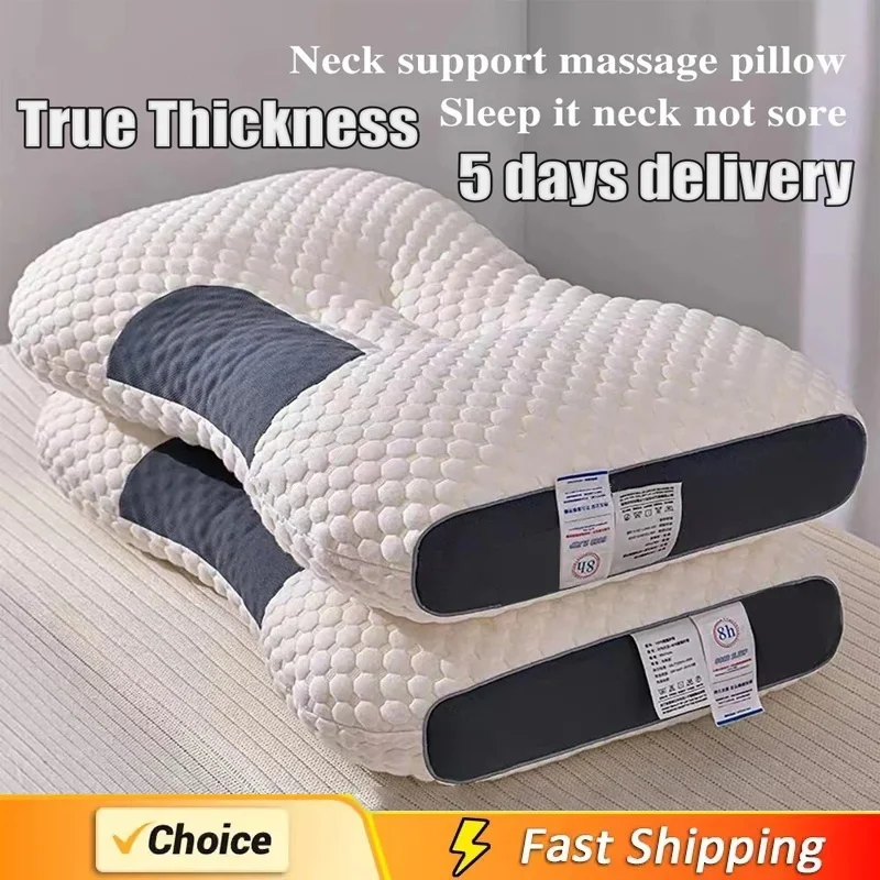 Neck Pillow Help Sleep And Protect The Pillow Neck Cervical Orthopedic Household Soybean Fiber SPA Massage Pillow For Sleeping